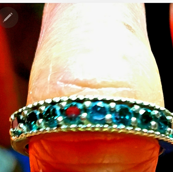 10K WG ANNIVERSARY RING W/10 .50CTW GENUINE BLUE DIAMOND, SIZE 6.5 - Picture 3 of 5